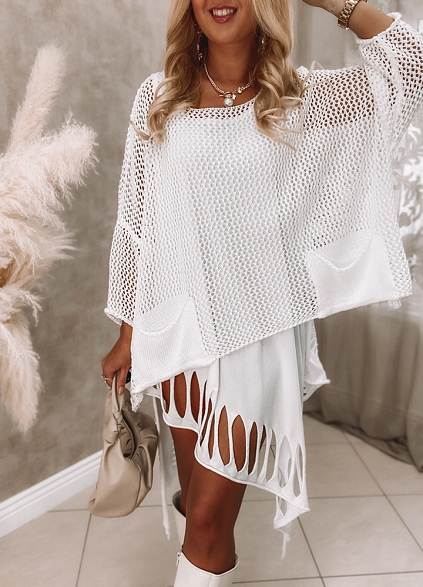 KOMPLET Sweter + sukienka WHITE - J870B