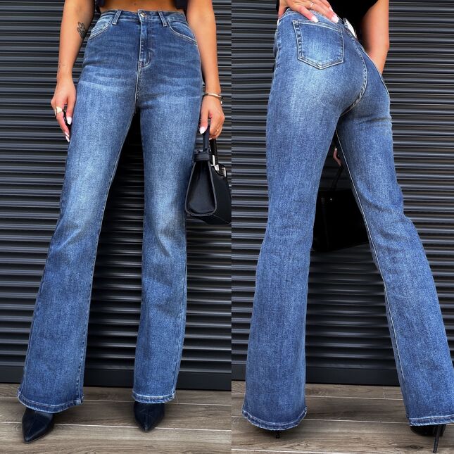 Klasyczne elastyczne DZWONY super spodnie jeansowe BLUE JEANS - S321