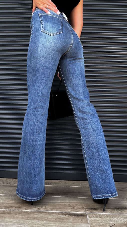 Klasyczne elastyczne DZWONY super spodnie jeansowe BLUE JEANS - S321