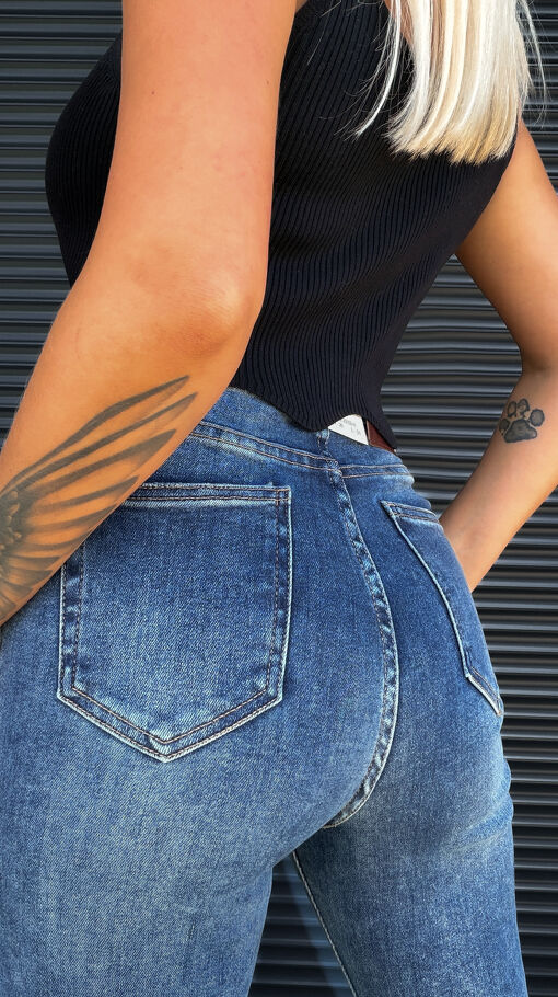 Klasyczne elastyczne DZWONY super spodnie jeansowe BLUE JEANS - S321