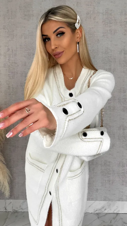 Elegancki jasny płaszcz wiosenny w stylu alpaki ONE SIZE - R551