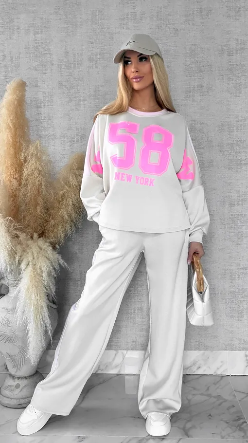Beżowy komplet dresowy NEW YORK one size - R669