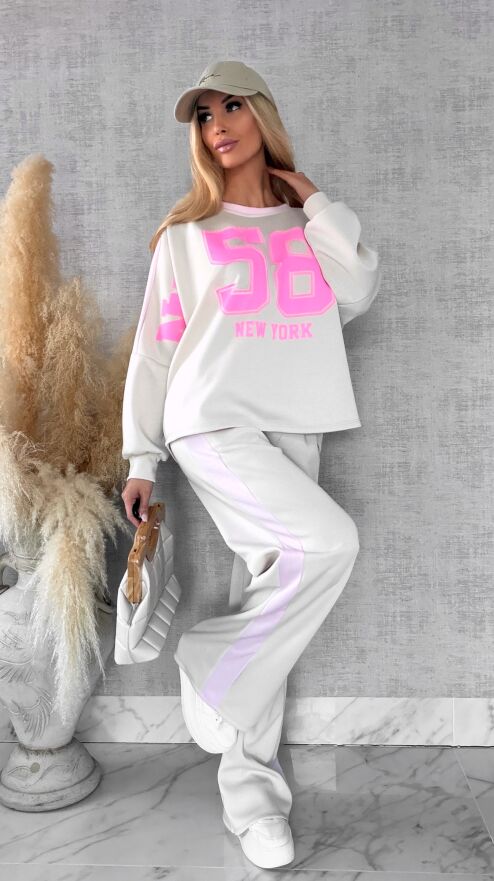 Beżowy komplet dresowy NEW YORK one size - R669