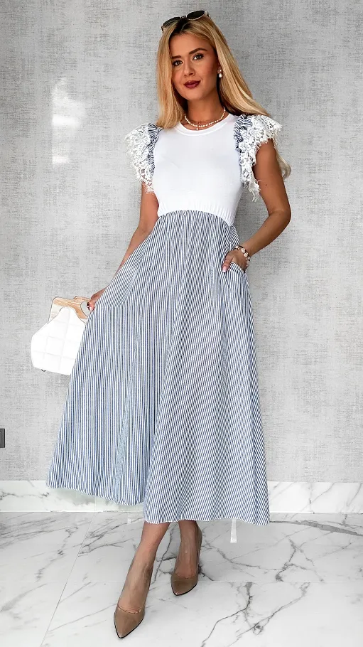 Luźna MAXI sukienka w paski ONE SIZE bawełniana - P491