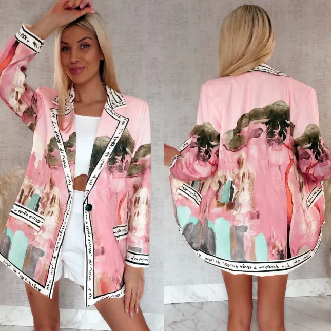 Różowa marynarka w stylu picasso ONE SIZE - R961