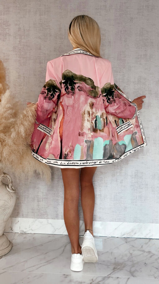 Różowa marynarka w stylu picasso ONE SIZE - R961