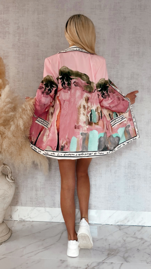 Różowa marynarka w stylu picasso ONE SIZE - R961