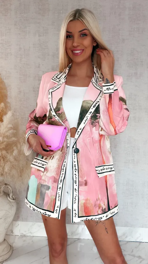 Różowa marynarka w stylu picasso ONE SIZE - R961