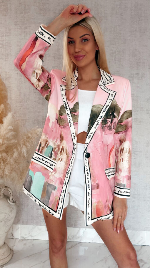 Różowa marynarka w stylu picasso ONE SIZE - R961