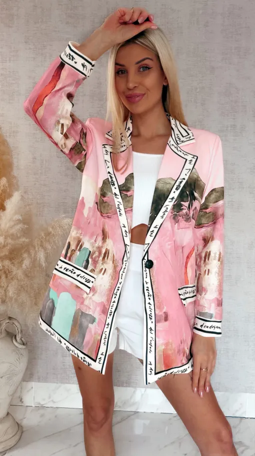 Różowa marynarka w stylu picasso ONE SIZE - R961