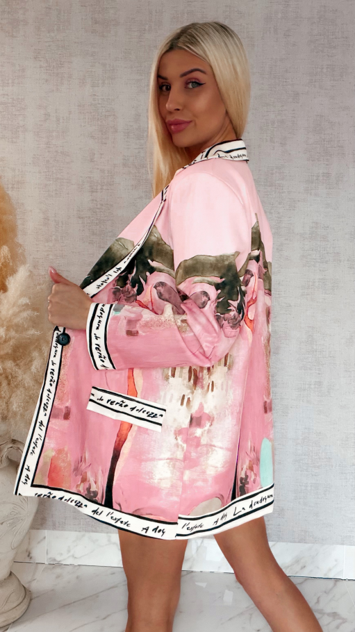 Różowa marynarka w stylu picasso ONE SIZE - R961