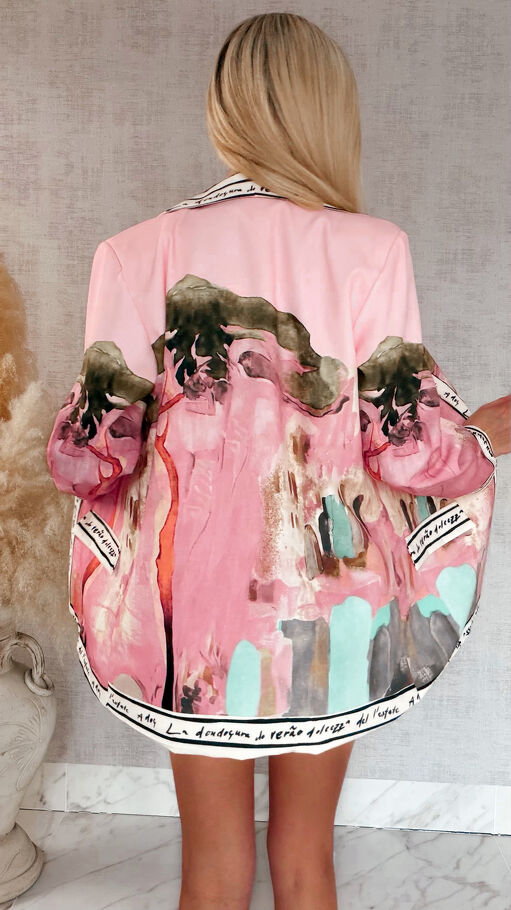 Różowa marynarka w stylu picasso ONE SIZE - R961
