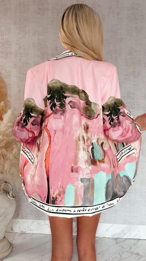 Różowa marynarka w stylu picasso ONE SIZE - R961