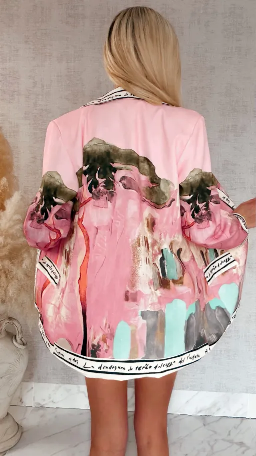 Różowa marynarka w stylu picasso ONE SIZE - R961
