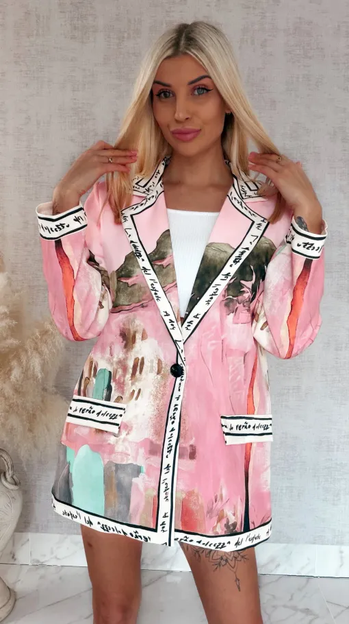 Różowa marynarka w stylu picasso ONE SIZE - R961