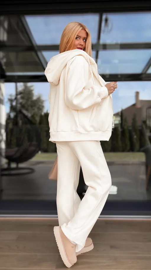 Ecru ocieplany komplet 3 częściowy z bawełny ONE SIZE - R097A