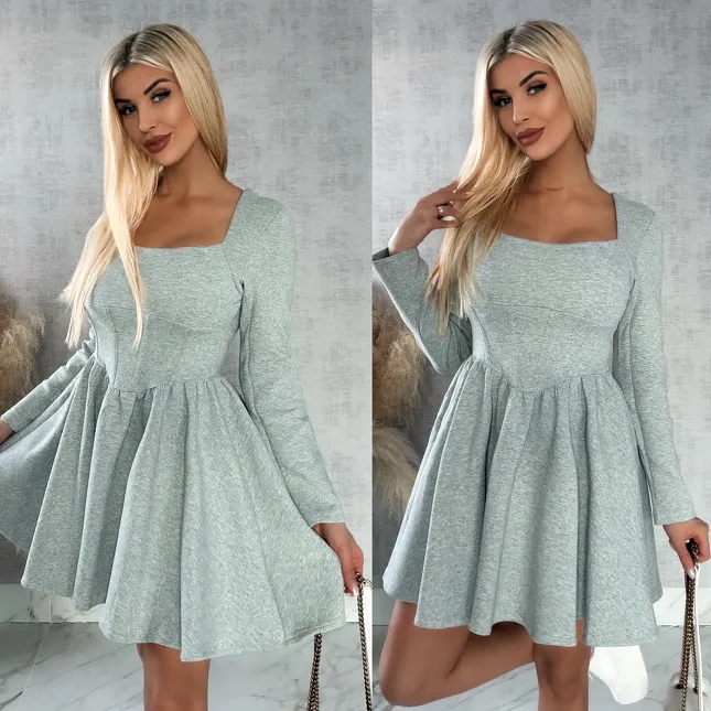 Bawełniana sukienka SZARY melanż - R162