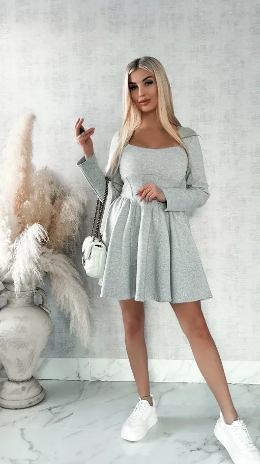 Bawełniana sukienka SZARY melanż - R162