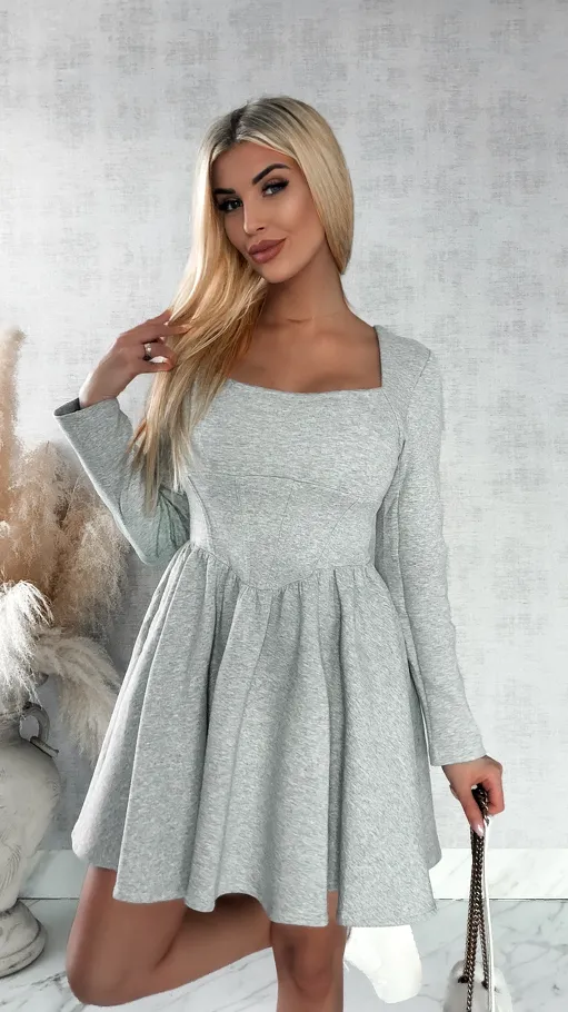 Bawełniana sukienka SZARY melanż - R162