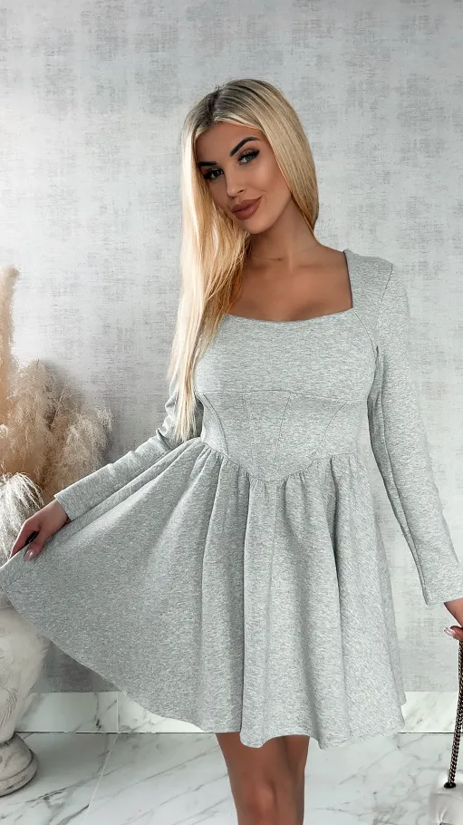 Bawełniana sukienka SZARY melanż - R162