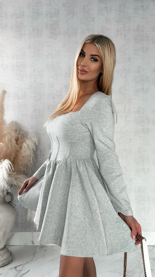 Bawełniana sukienka SZARY melanż - R162