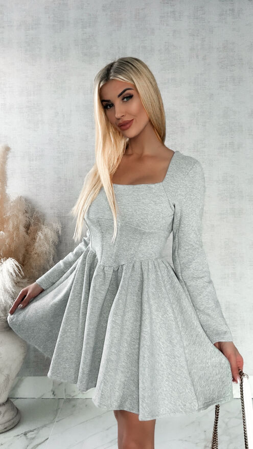 Bawełniana sukienka SZARY melanż - R162