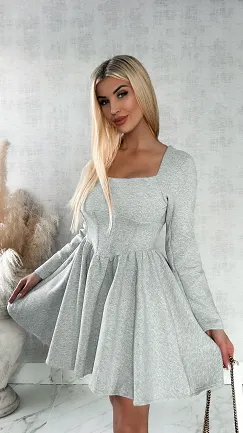 Bawełniana sukienka SZARY melanż - R162