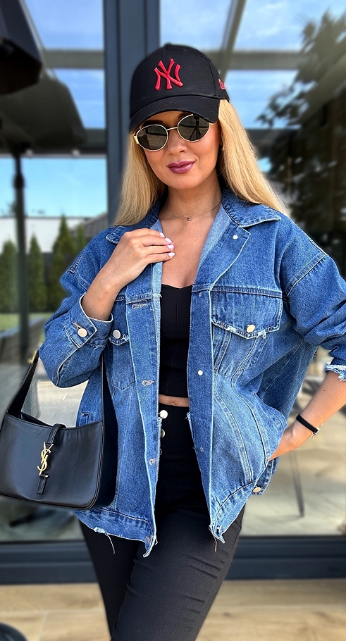 Jeansowa katana OVERSIZE z bajkową aplikacją BLUE JEANS - N467