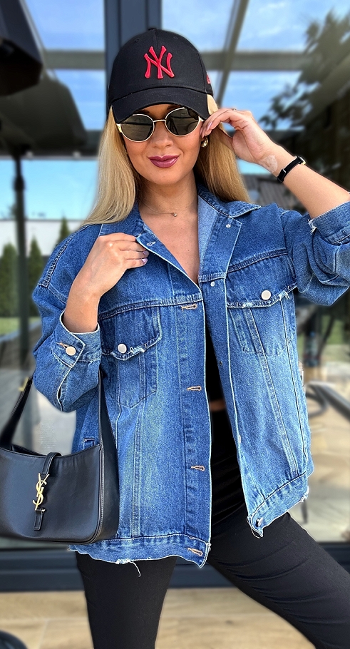 Jeansowa katana OVERSIZE z bajkową aplikacją BLUE JEANS - N467