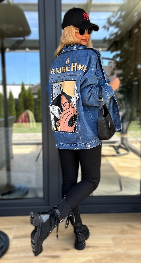 Jeansowa katana OVERSIZE z bajkową aplikacją BLUE JEANS - N467