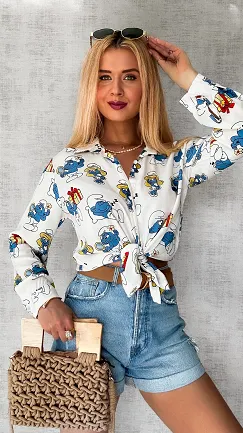 Smerfowa koszula z wiskozy ONE SIZE - P719
