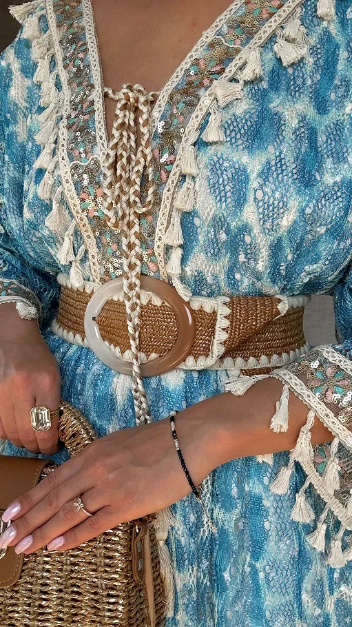 Luźna BOHO sukienka w cudownym niebieskim kolorze ONE SIZE - P692