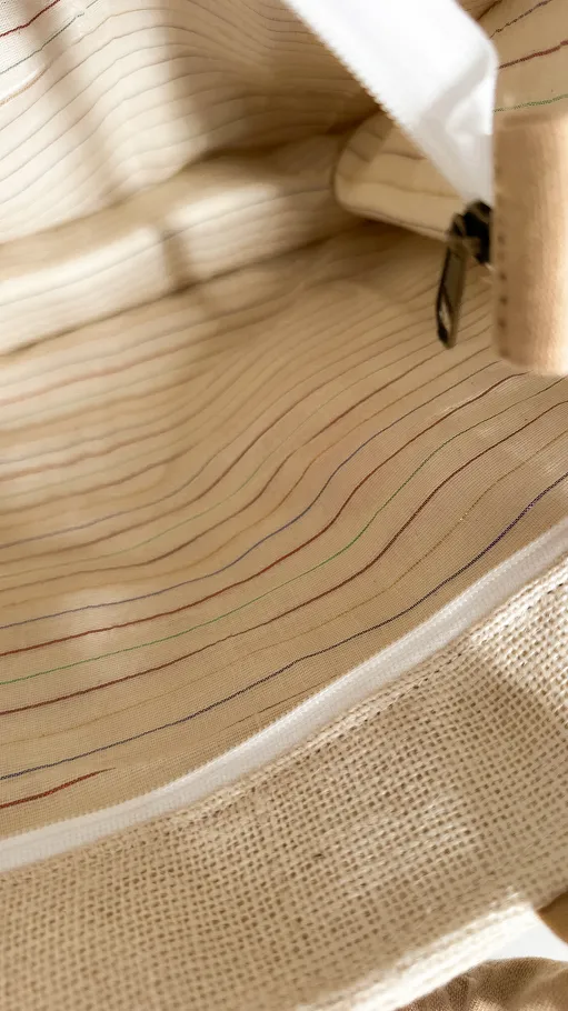 Bawełniana LETNIA torba w stylu boho zdobiona koralikami BEŻOWA - P664A