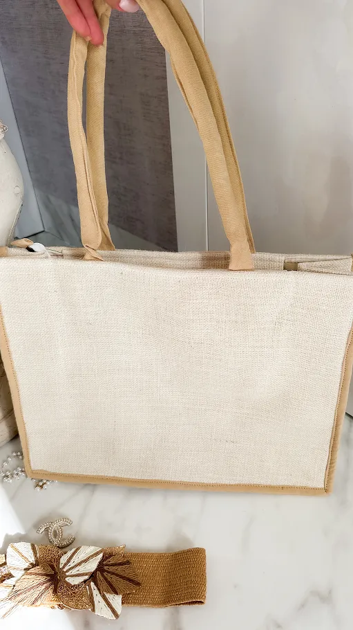 Bawełniana LETNIA torba w stylu boho zdobiona koralikami BEŻOWA - P664A