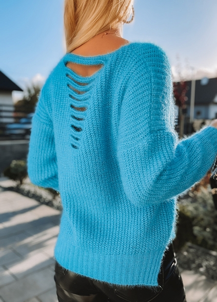 Sweter z rozcięciami BLUE - L175A