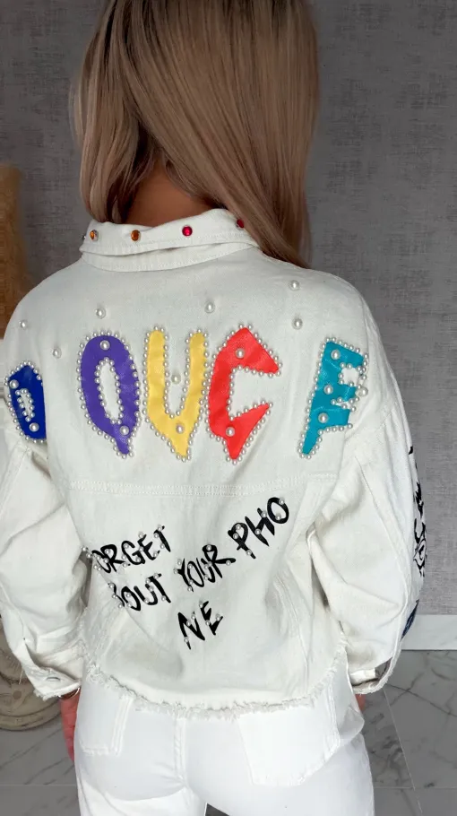 Stylowa katana jeansowa modnie zdobiona WHITE JEANS - R763