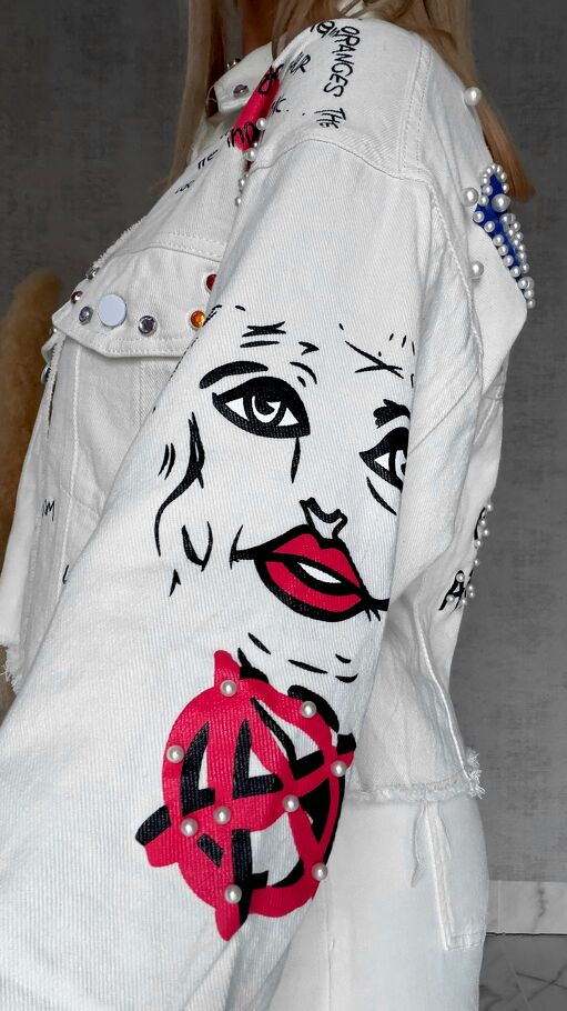 Stylowa katana jeansowa modnie zdobiona WHITE JEANS - R763