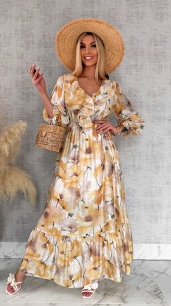 Wyjątkowa długa sukienka w kwiaty ONE SIZE - R878