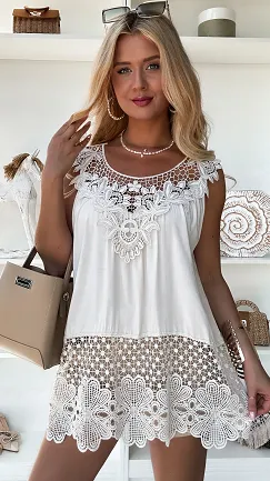 Jasno beżowa bluzka BOHO na ramiączkach z wiskozy ONE SIZE - P835