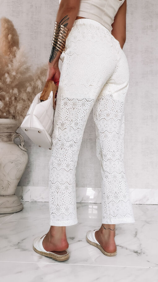 Wygodne spodnie ECRU w stylu boho ONE SIZE - R925