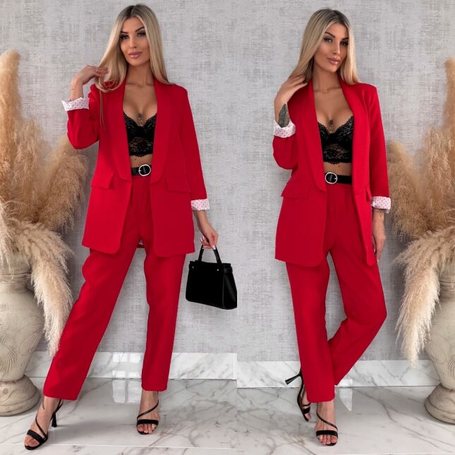 Elegancka wiosenna marynarka z podszewką w groszki RED one size - R670B