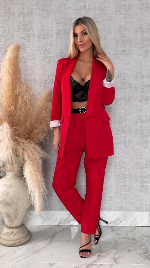 Elegancka wiosenna marynarka z podszewką w groszki RED one size - R670B