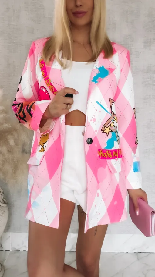 Oryginalna marynarka z bajkową aplikacją OVERSIZE - R887