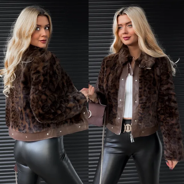 Świetne jesienne futerko w panterkę - R327