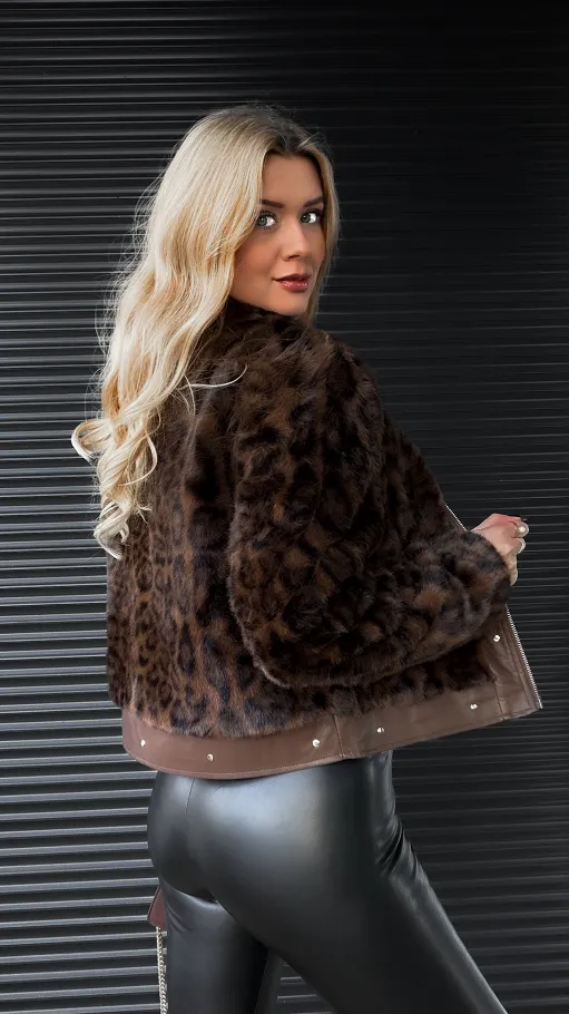 Świetne jesienne futerko w panterkę - R327