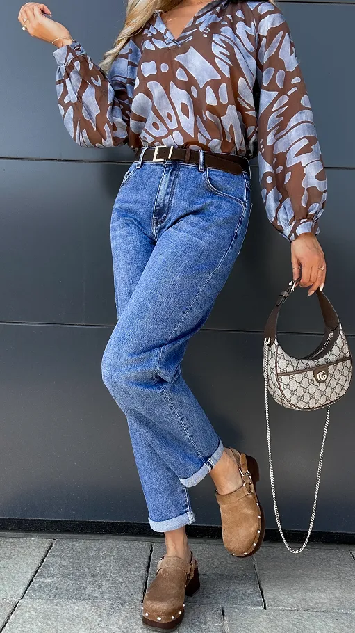 Elastyczne spodnie jeansowe BALLOON JEANS blue - P988