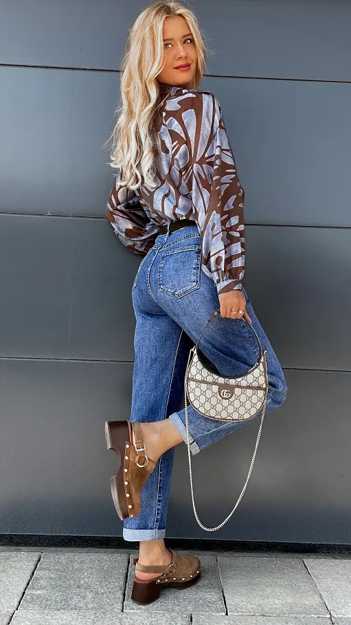 Elastyczne spodnie jeansowe BALLOON JEANS blue - P988