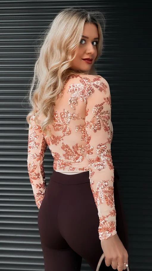 Siateczkowa bluzka BODY w cekiny one size NA ROZM XS beż - R400B