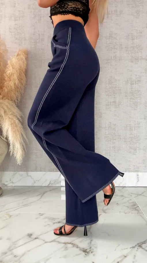 Komplet dzianinowy JEANS bluza + spodnie ONE SIZE wiskoza - R625