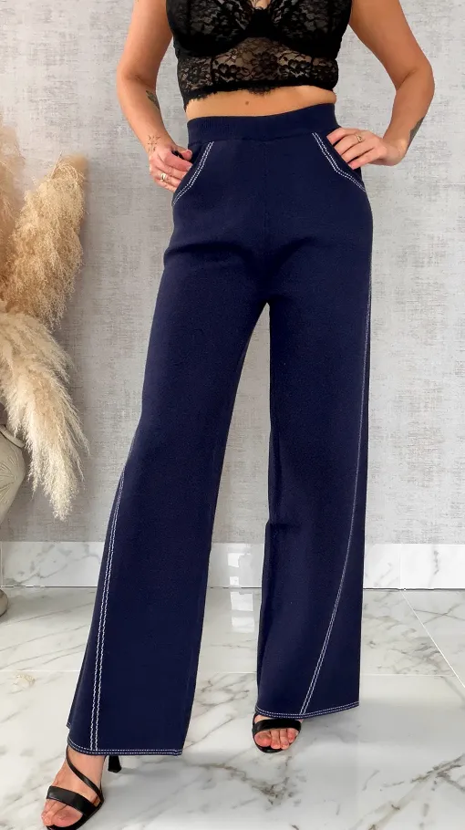 Komplet dzianinowy JEANS bluza + spodnie ONE SIZE wiskoza - R625